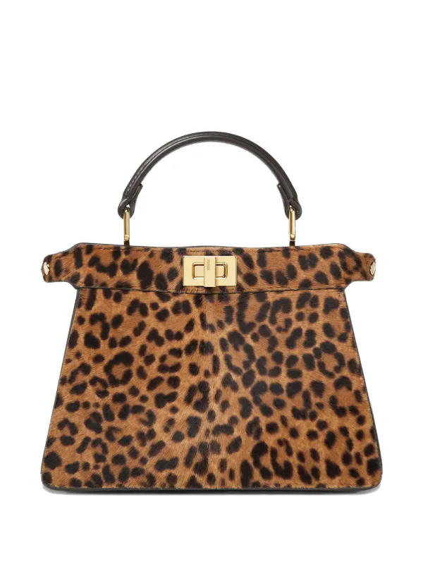 FENDI Peekaboo ISeeU レオパード ハンドバッグ プチ | ブラウン