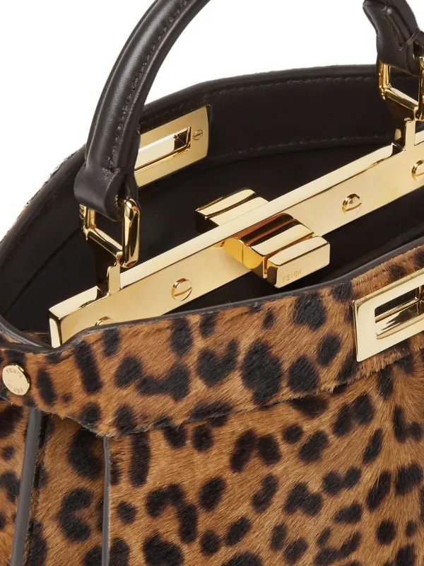 FENDI Peekaboo ISeeU レオパード ハンドバッグ プチ | ブラウン