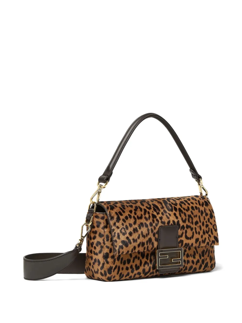 Fendi Baguette Shape Shoulder Bag With Detachable Strap In Brown