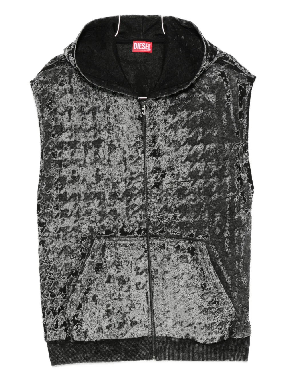 Diesel Hooded Zip-up Vest In Gray