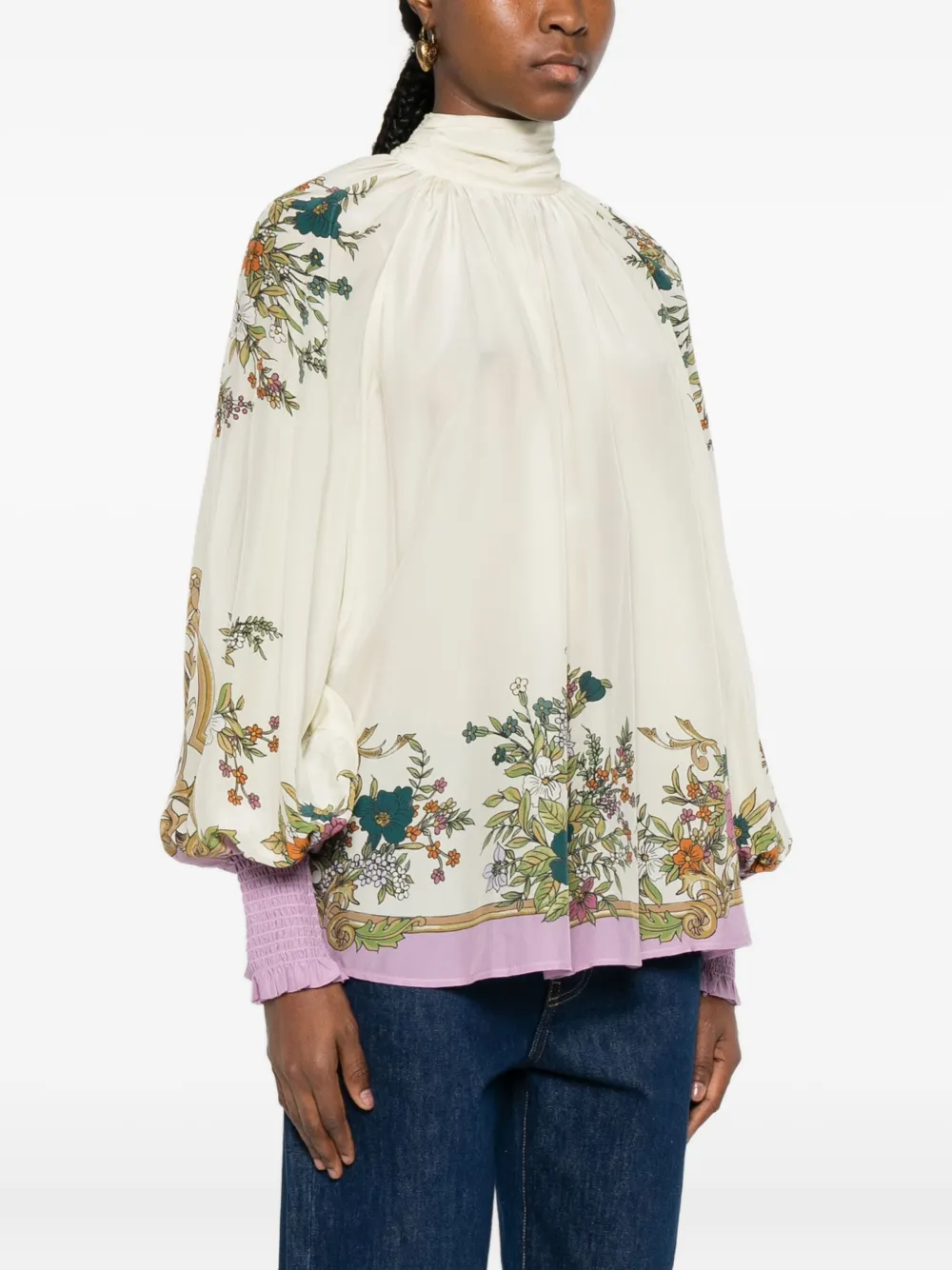 Alemais Antoinette Gathered Neckline Blouse In Cream In Multi