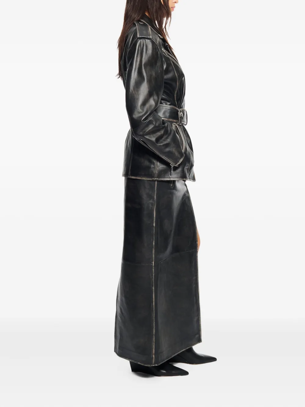 Stand Studio Leona Leather Biker Jacket In Black