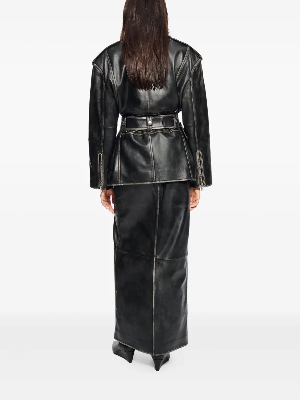 Stand Studio Leona Leather Biker Jacket In Black