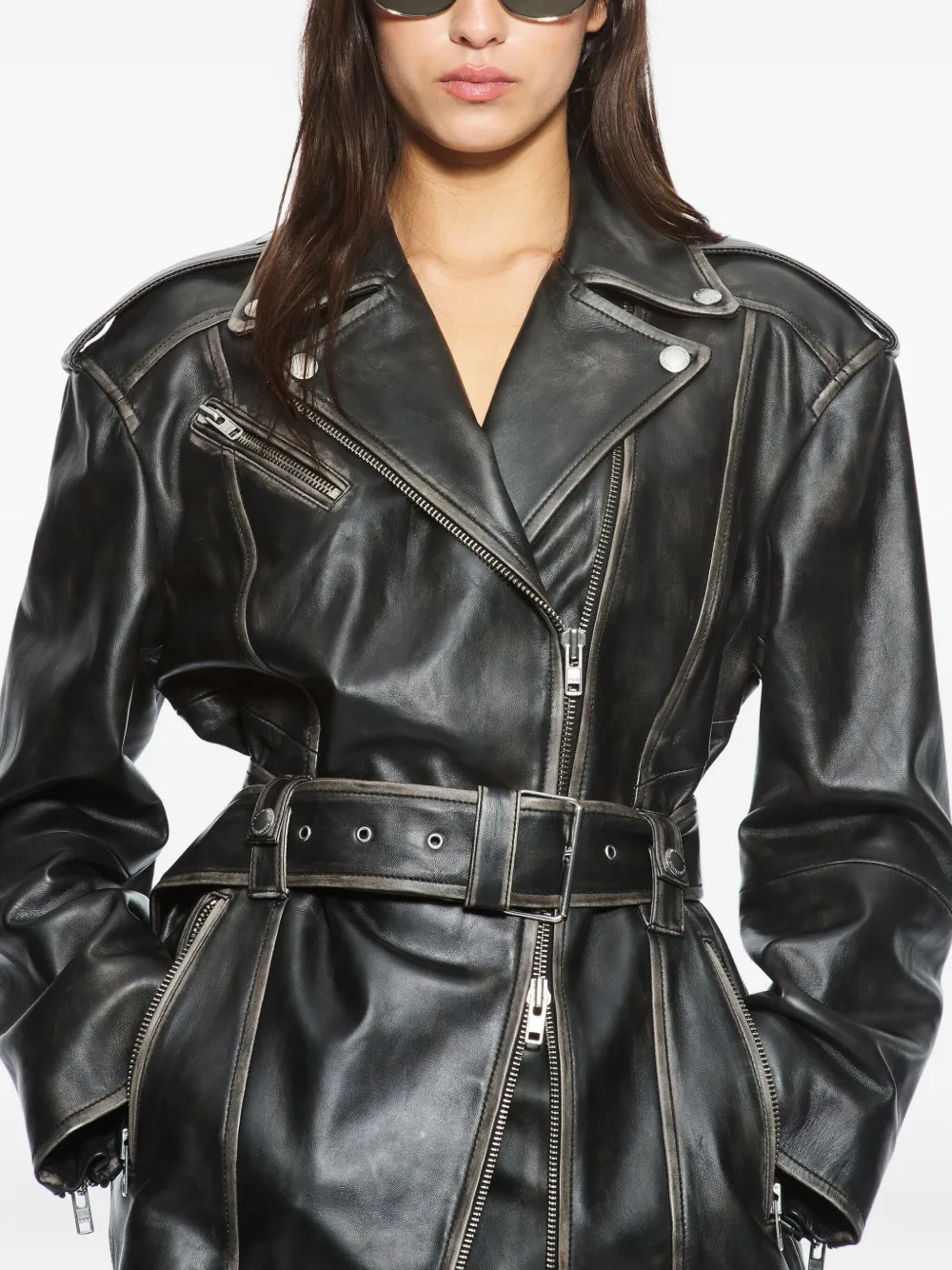 Stand Studio Leona Leather Biker Jacket In Black