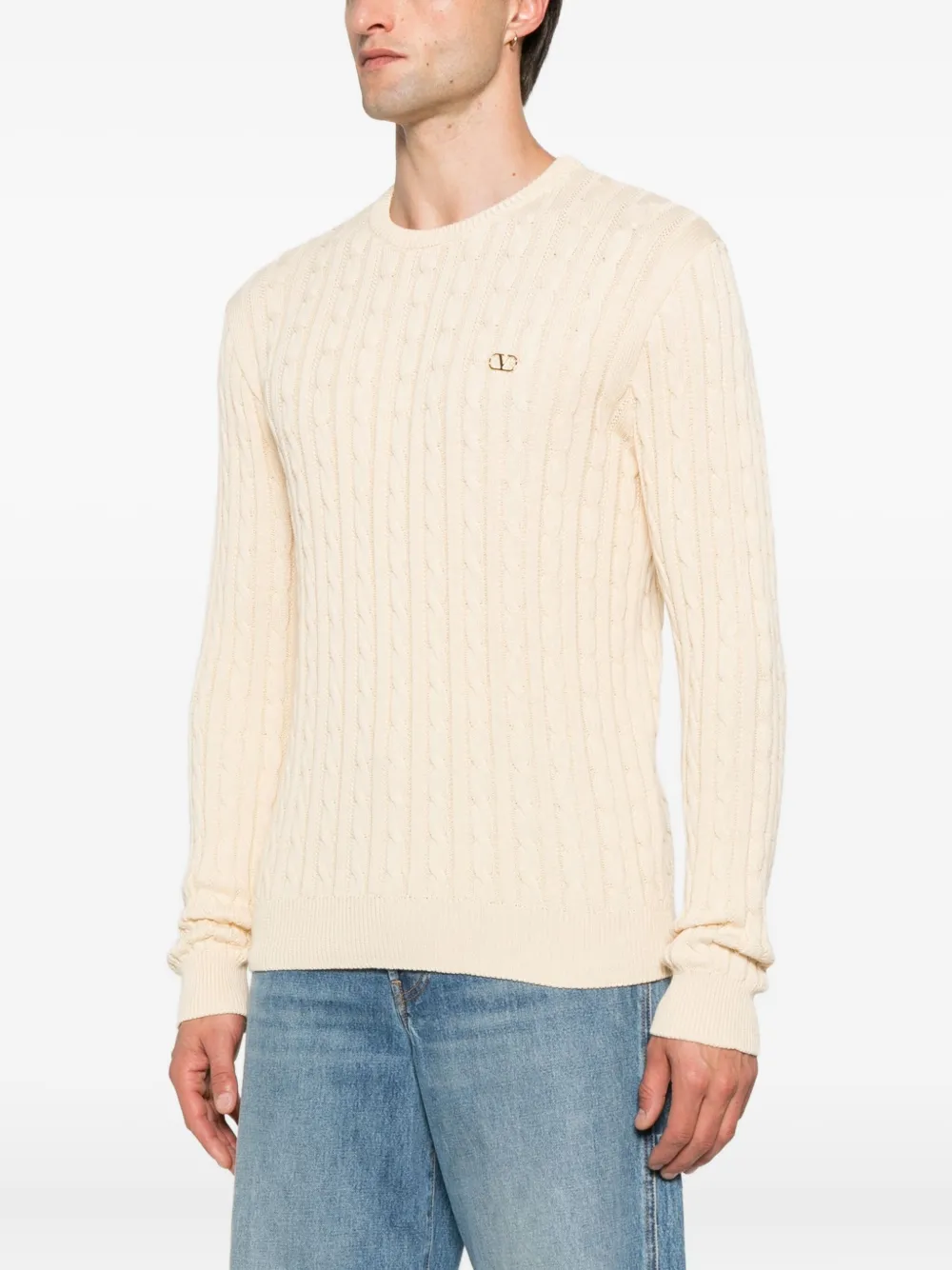 Valentino Garavani VLogo cable-knit sweater Beige