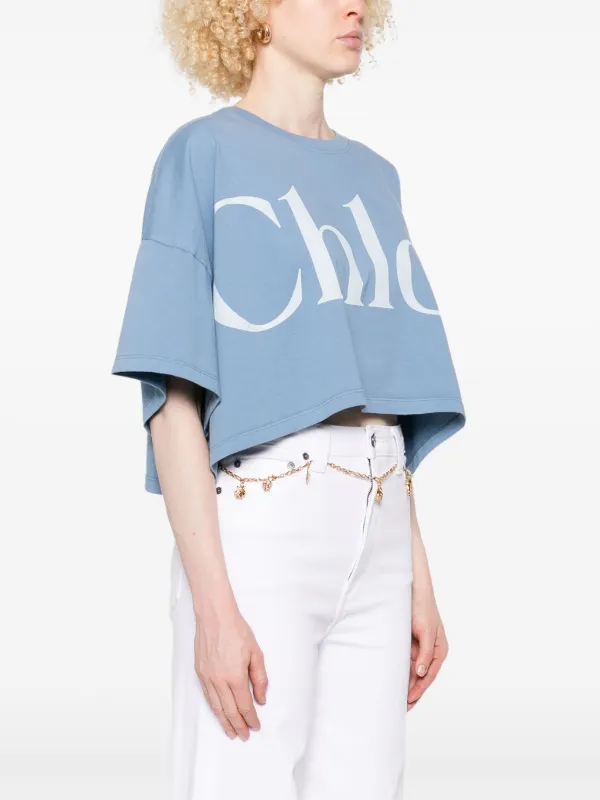 Chloé logo-print T-shirt | Blue | FARFETCH