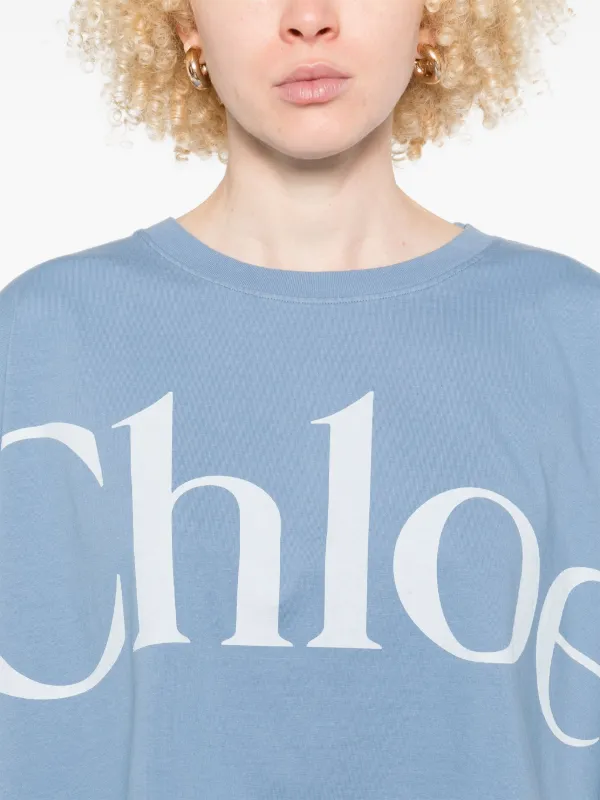Chloe＊Tシャツ（T-SHIRT WITH LOGO） Chloé logo-print T-shirt | Blue | FARFETCH CA