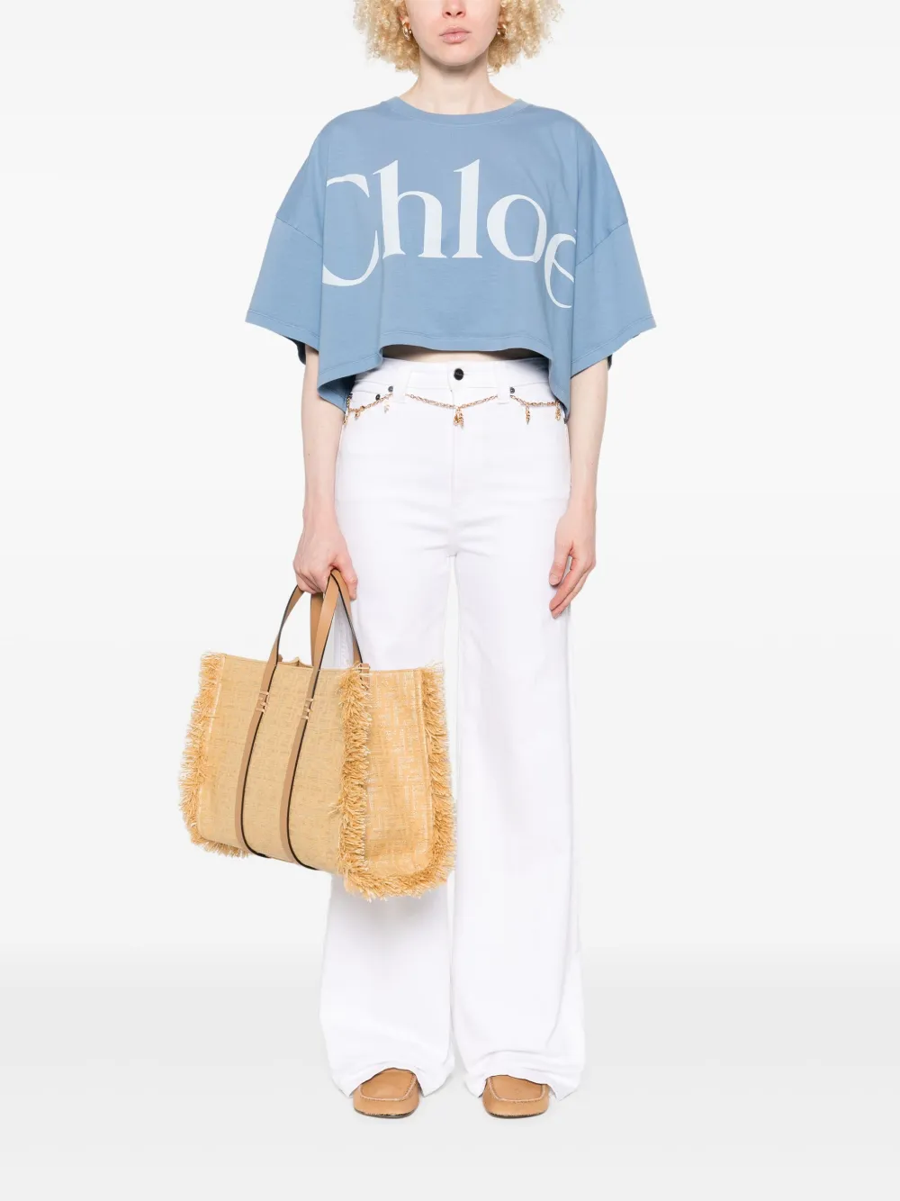 Chloé T-shirt met logoprint Blauw