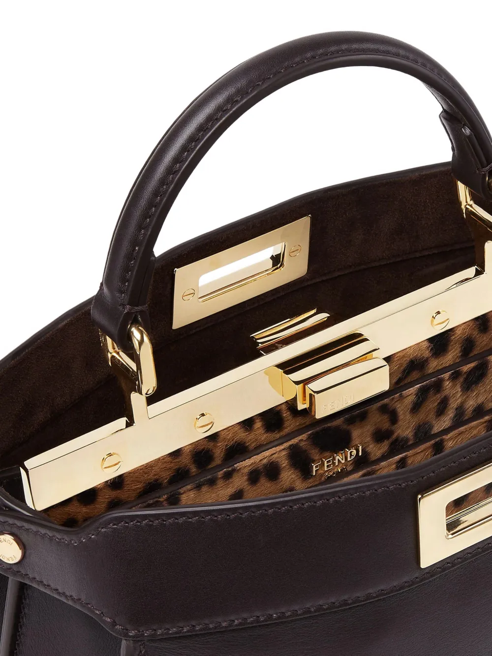 Fendi Small Peekaboo Iseeu Leather With Cavallino Lining Bags In Brown