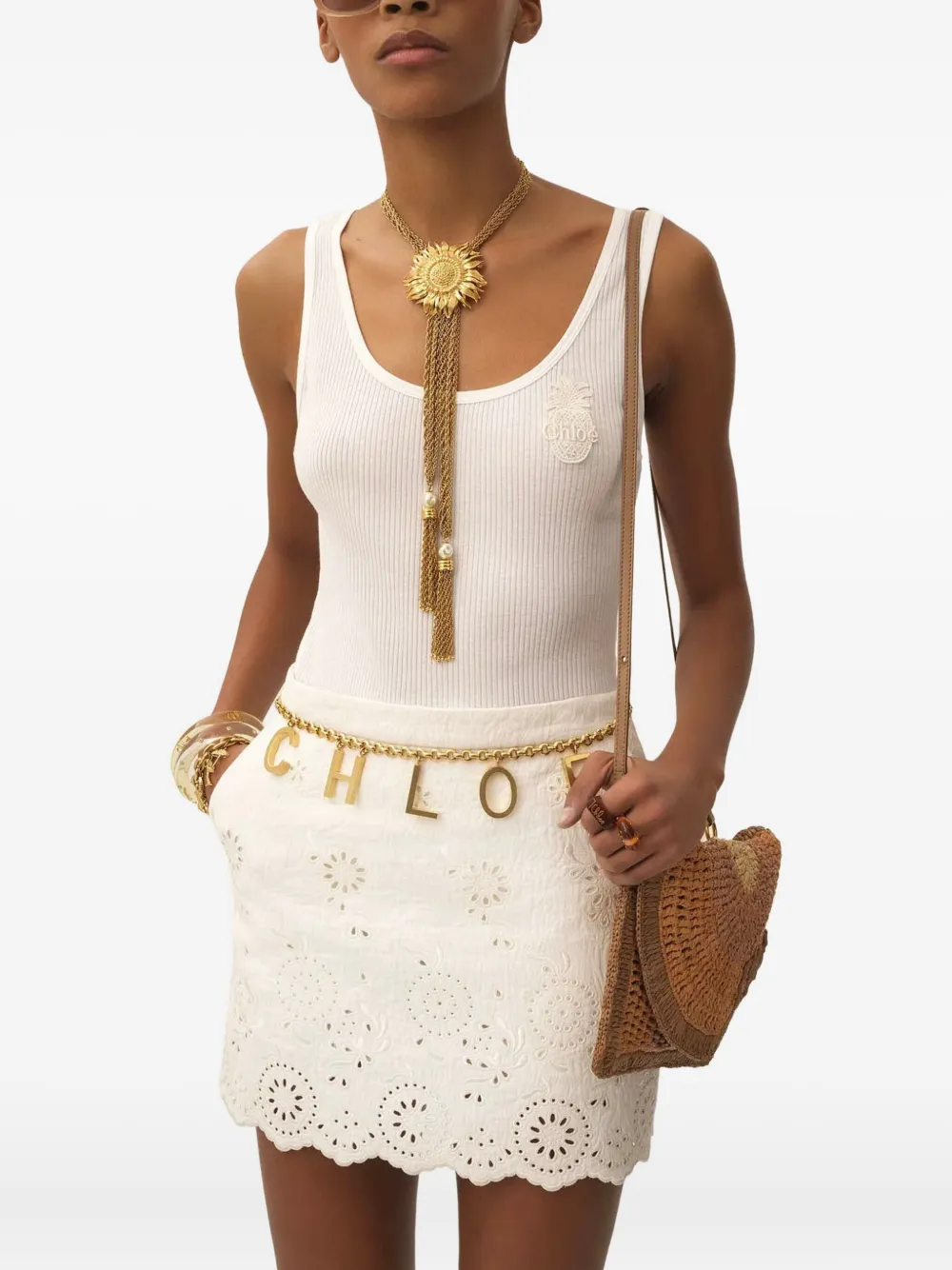 Chloé Rok met broderie anglaise Wit