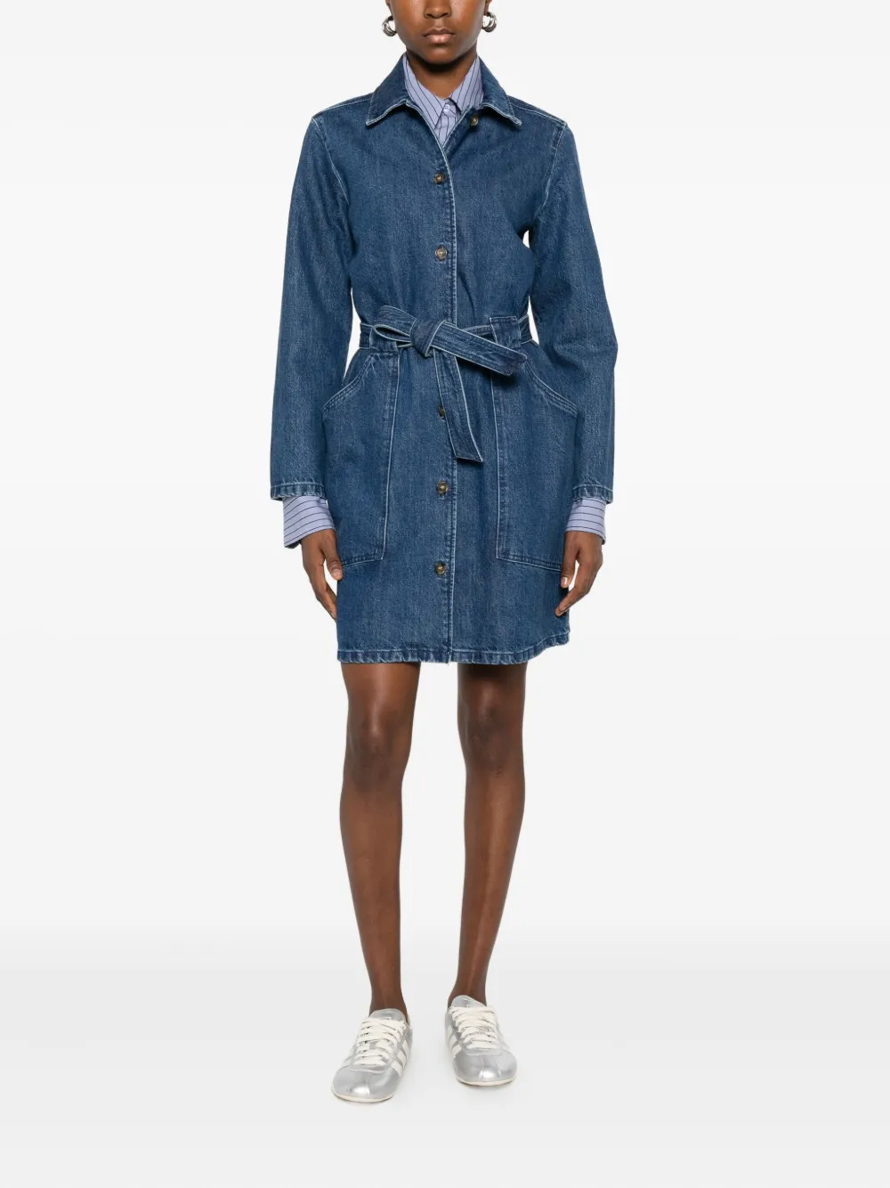 A.P.C. belted denim dress - Blauw