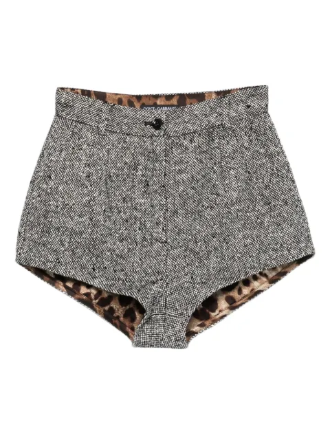 Dolce & Gabbana shorts de tweed con estampado de leopardo