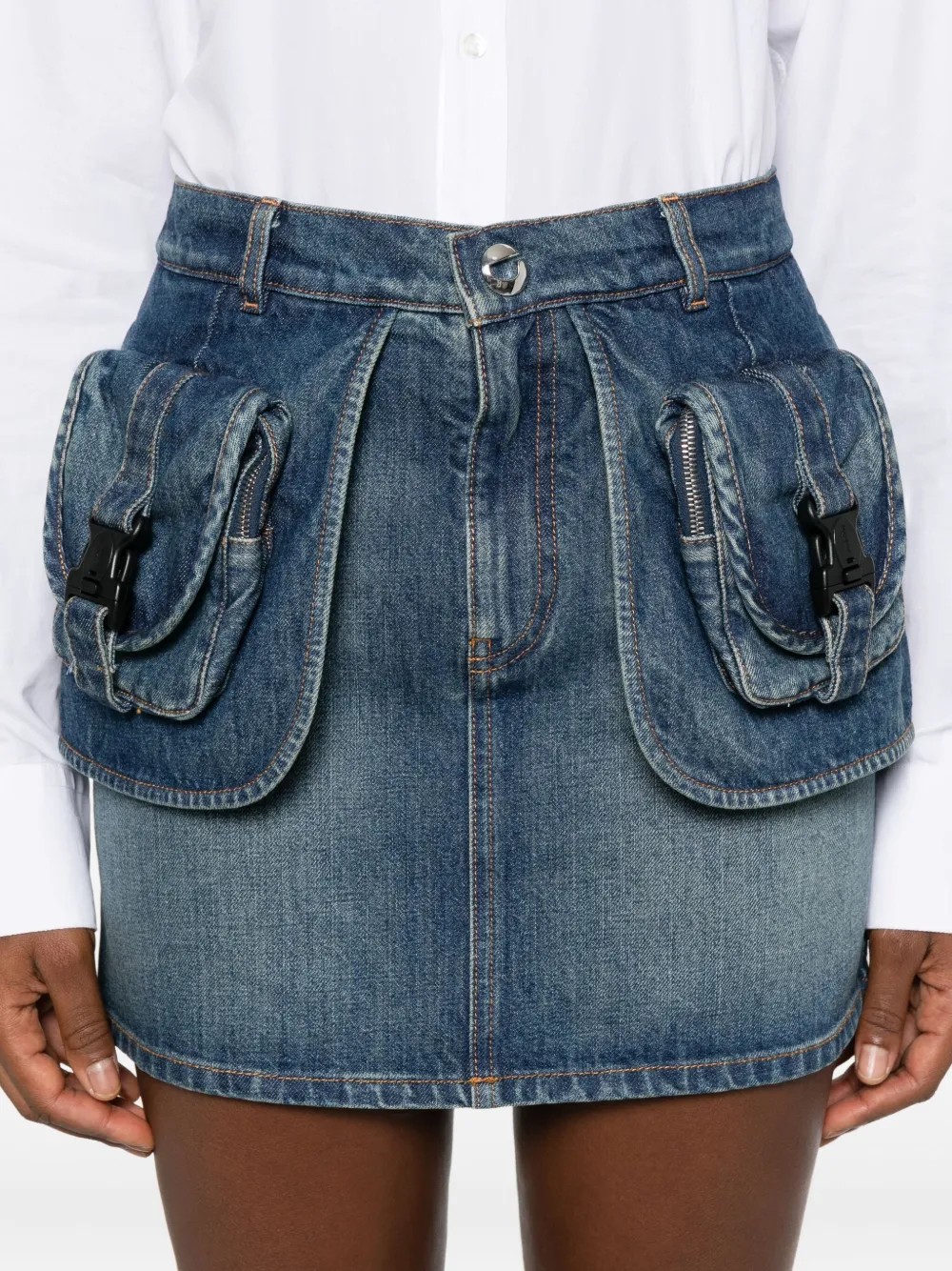 Coperni Mini Skirt With Belt Loops And Pockets In Blue