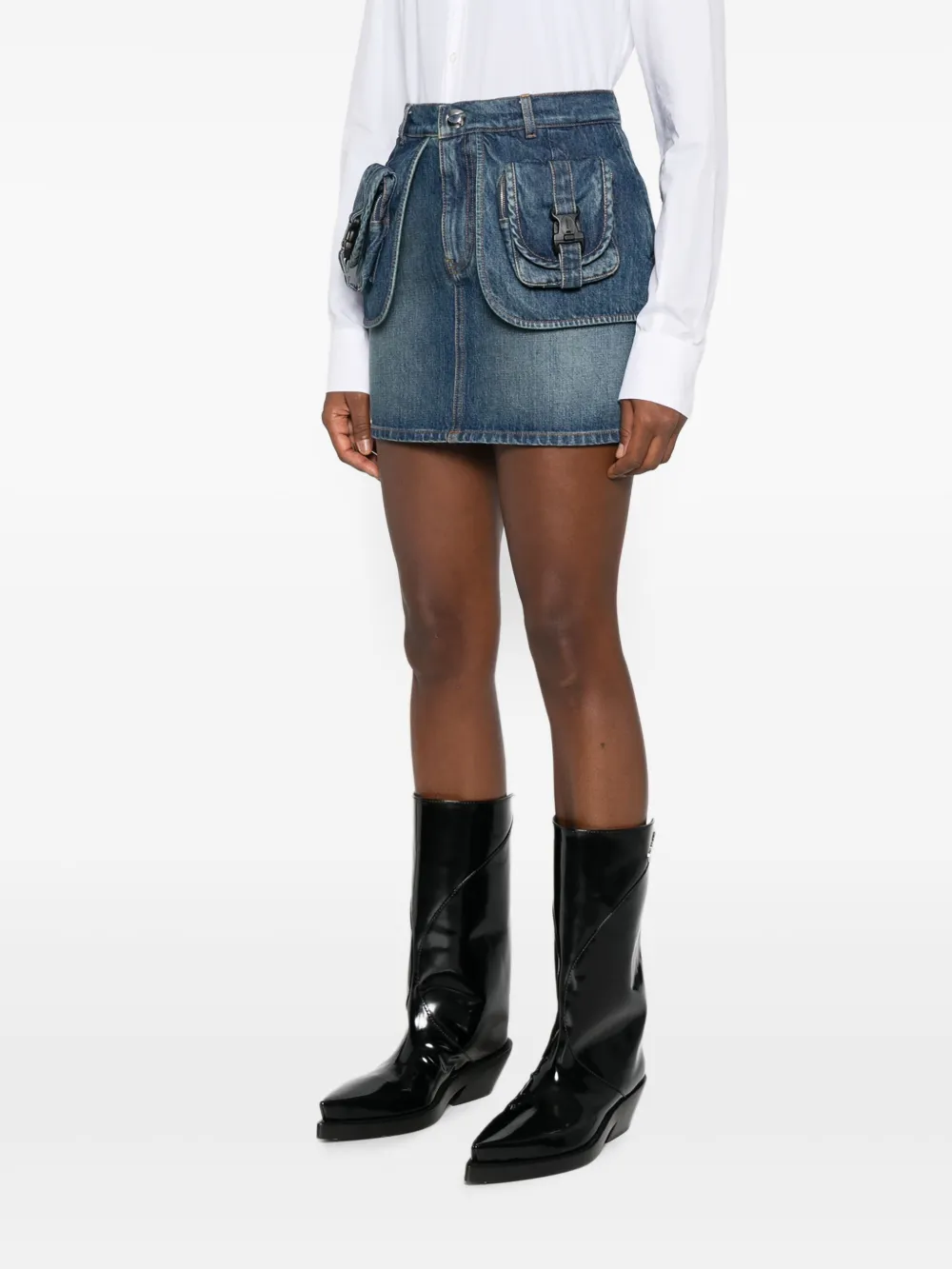 Coperni Mini Skirt With Belt Loops And Pockets In Blue