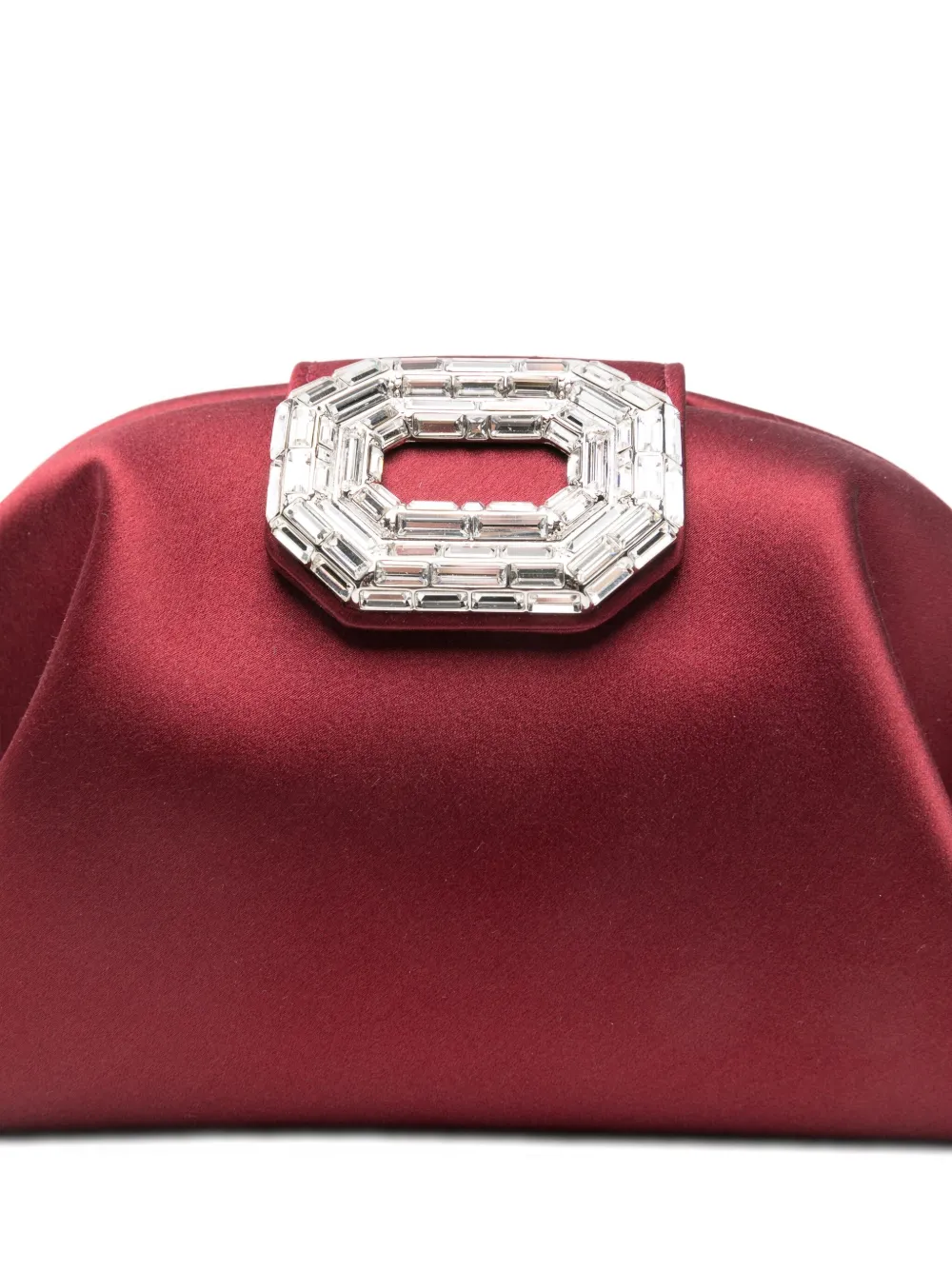 Amina Muaddi Camelia Crystal-buckle Clutch Bag In Red