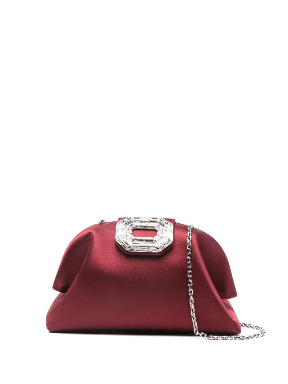 Amina Muaddi Camelia Crystal-buckle Clutch Bag In Red