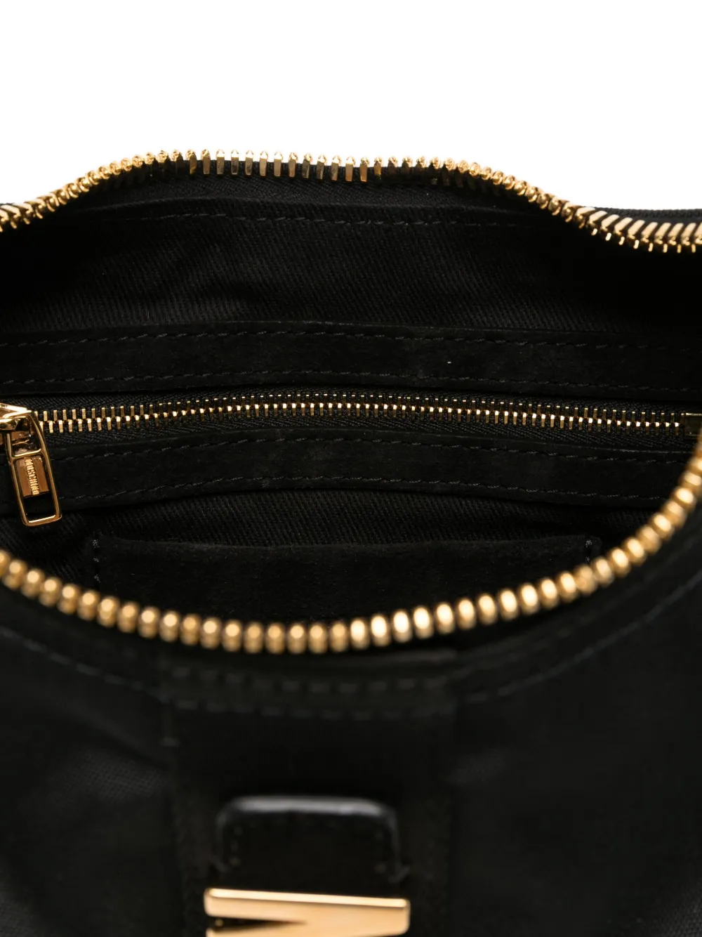 Moschino Halvemaanvormige schoudertas met logoplakkaat Zwart