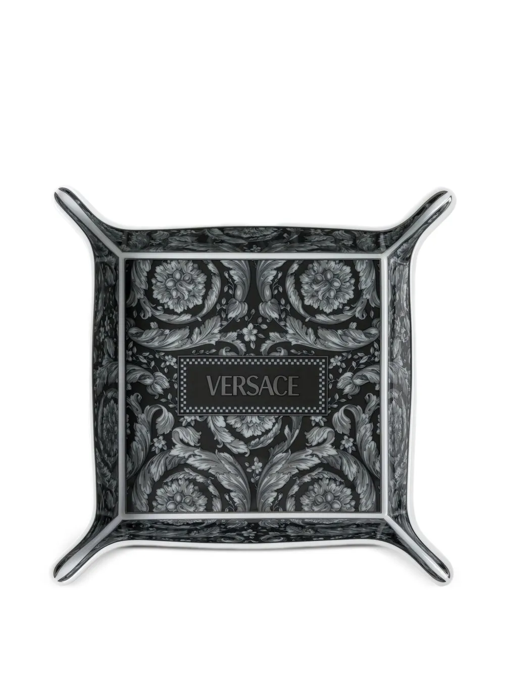 Versace Barocco decorative tray (19cm x 19cm) | Grey | Image 1