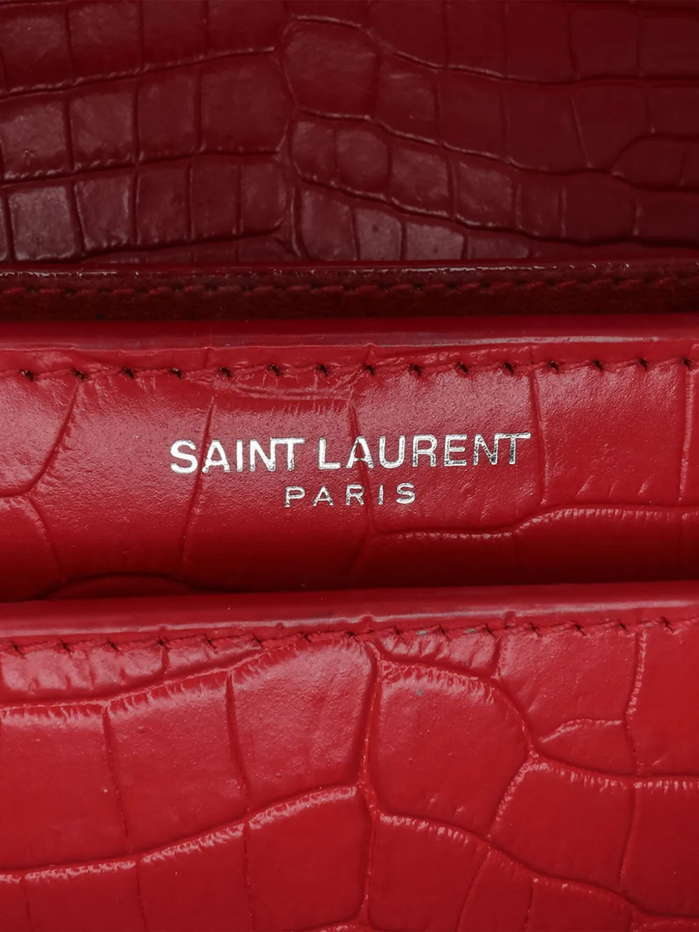 Pre-owned Saint Laurent 2018 Medium Croc Embossed Leather Sunset Crossbody Bag
