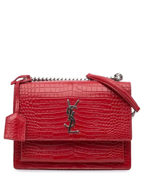 Saint Laurent Pre-Owned 2018 Medium Croc Embossed Leather Sunset crossbody bag