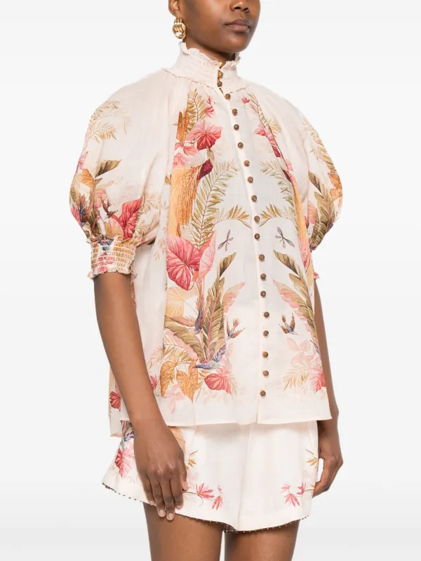ZIMMERMANN Ascension floral-print Blouse | Pink | FARFETCH RO