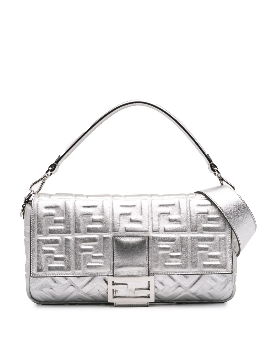 Fendi Pre-Owned bolsa satchel Bagbaguette grande con Zucca en relieve 2010-2025 | plateado | Image 1