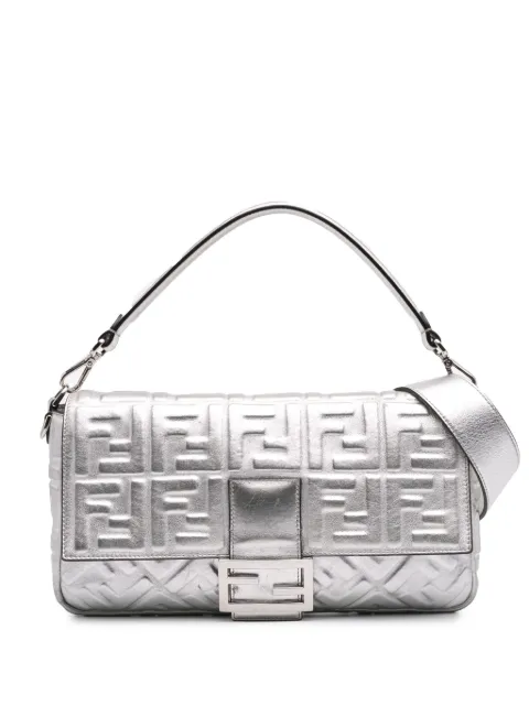 Fendi Pre-Owned 2010-2025 große Baguette Satchel-Tasche mit Zucca-Prägung