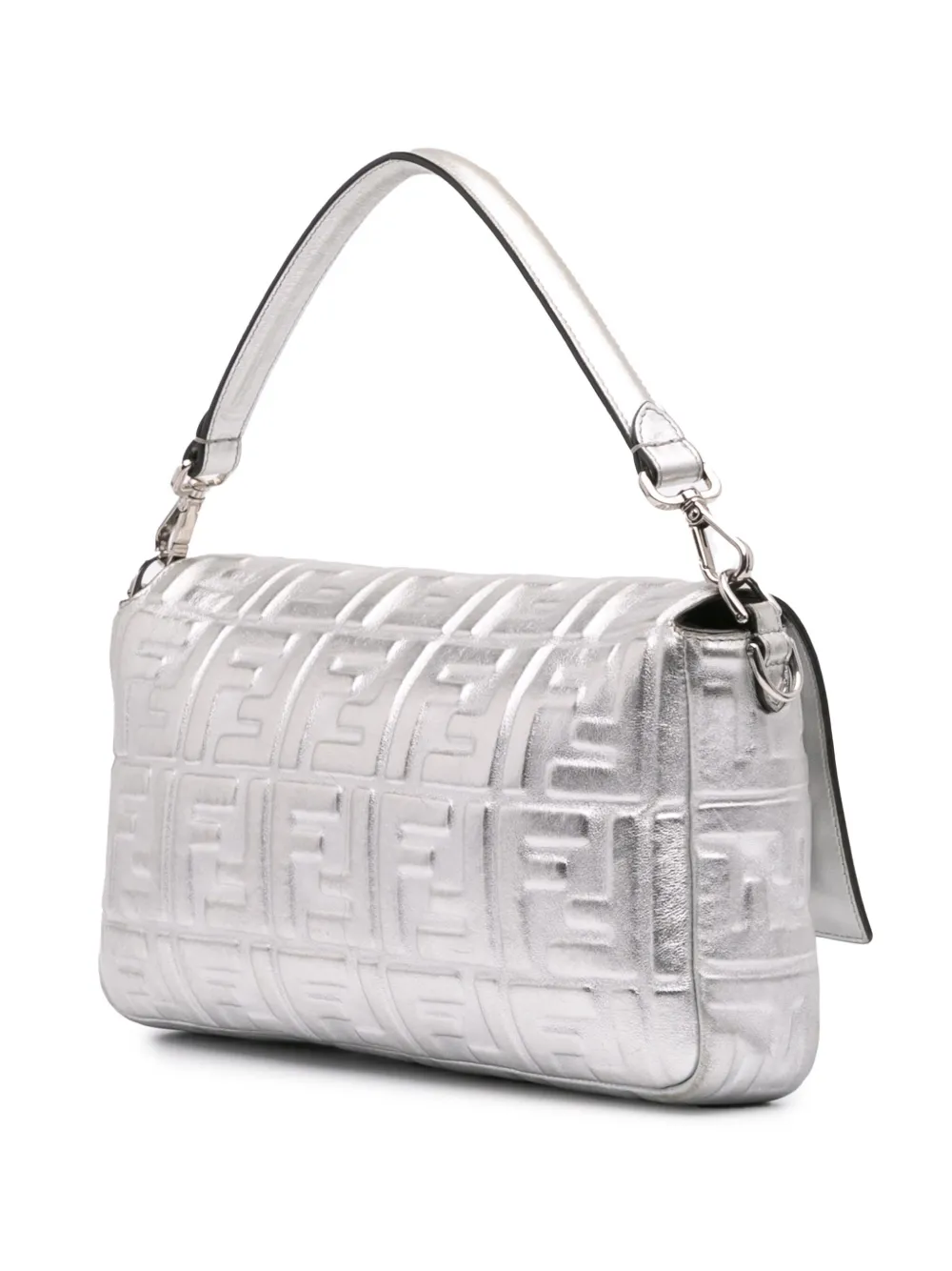Pre-owned Fendi 2010-2025 Large Zucca Embossed Baguette Satchel