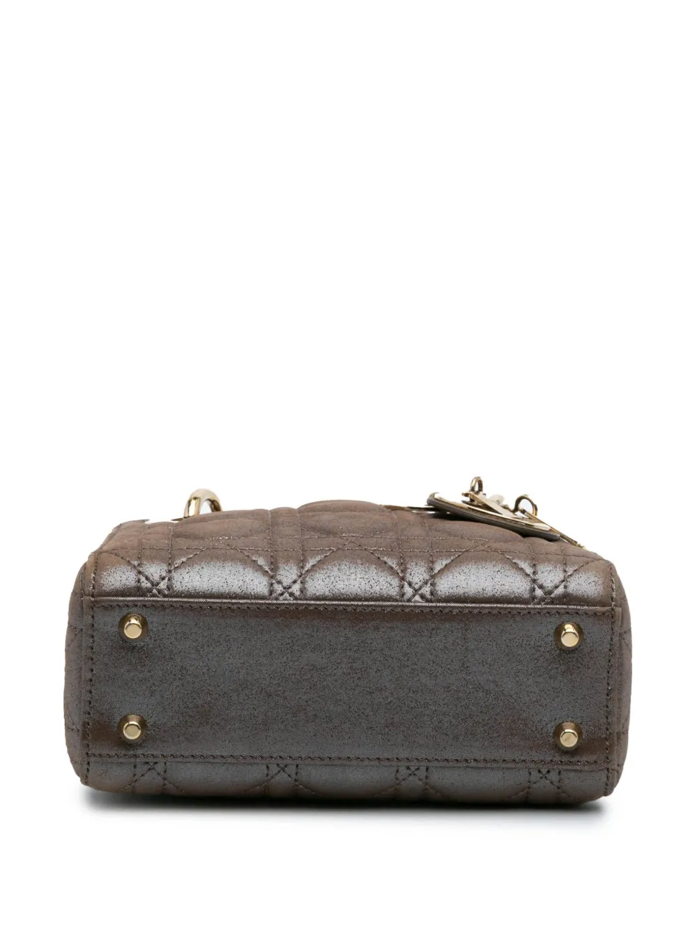 美品・ヴィンテージ【Dior】2015 カナージュ サッチェルバッグ Christian Dior Pre-Owned 2015 ミニ メタリックカーフ