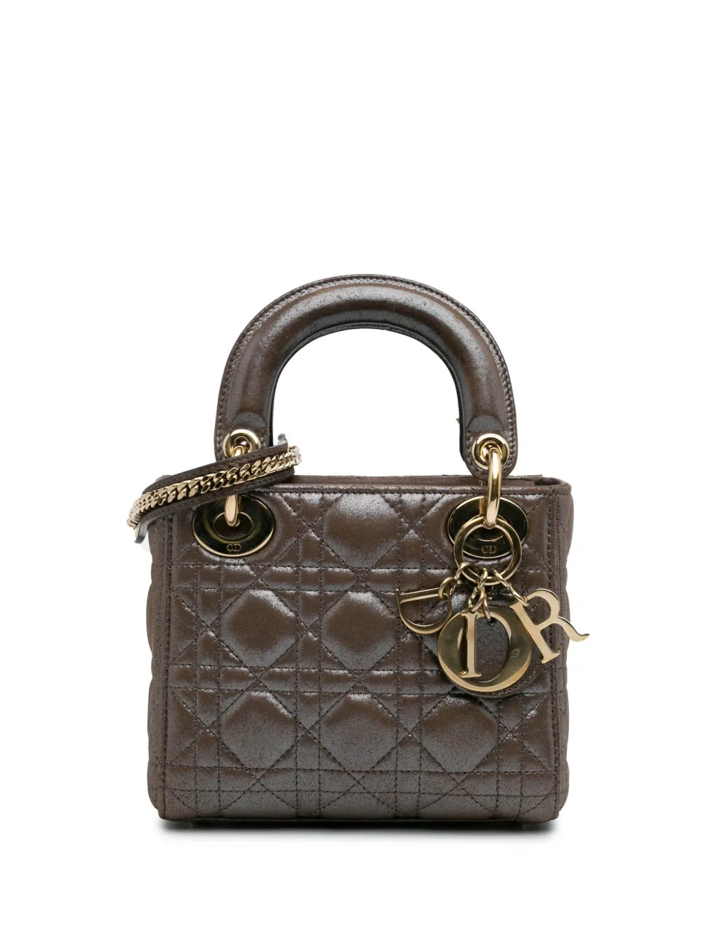 Christian Dior Pre-Owned 2015 ミニ メタリックカーフ カナージュ レディ ディオール サッチェルバッグ - Christian Dior Pre-Owned 2015 ミニ メタリックカーフ カナージュ レディ ディオール サッチェルバッグ -
