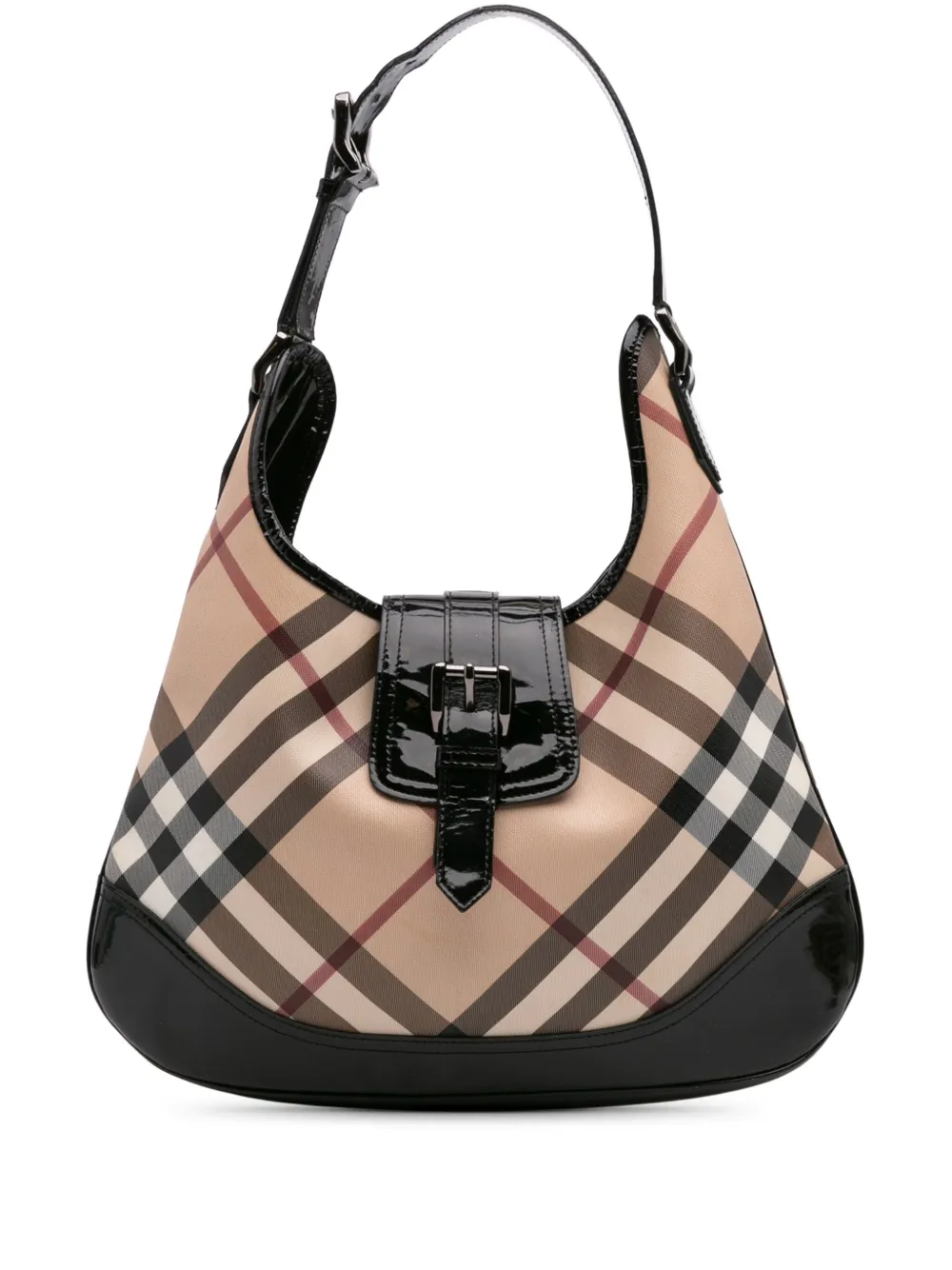Pre-owned Burberry 2000-2024 Supernova Check Coated Canvas Brooke Hobo Bag