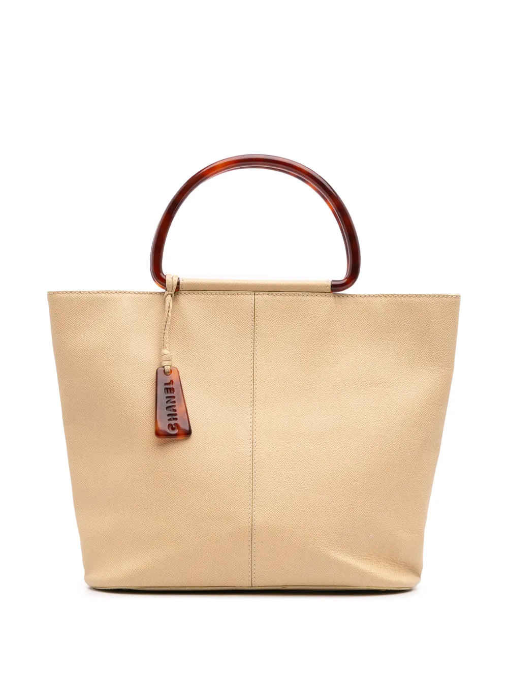 Pre-owned Chanel 1997-1999 Grained Calfskin Tortoise Top Handle Tote Bag