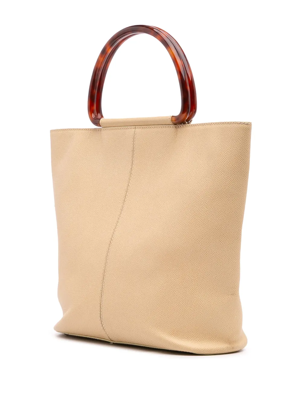 Pre-owned Chanel 1997-1999 Grained Calfskin Tortoise Top Handle Tote Bag