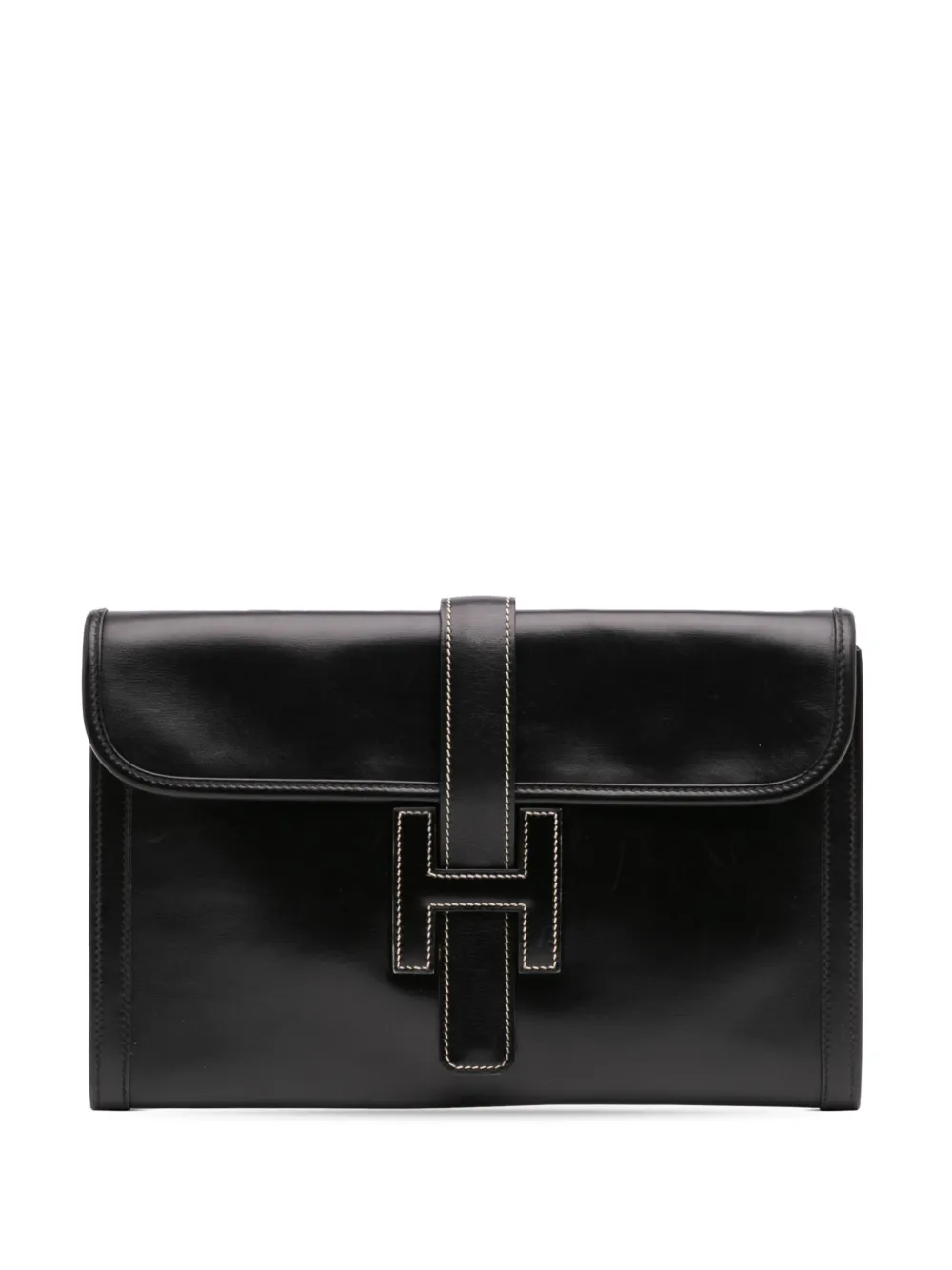 Hermès Pre-Owned 1991 Box Calf Jige GM clutch bag - ブラック Hermès Pre-Owned 1991 Box Calf Jige GM clutch bag - ブラック