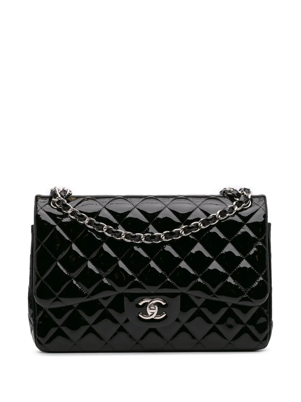 Pre-owned Chanel 2014 Jumbo Classic Patent Double Flap Shoulder Bag