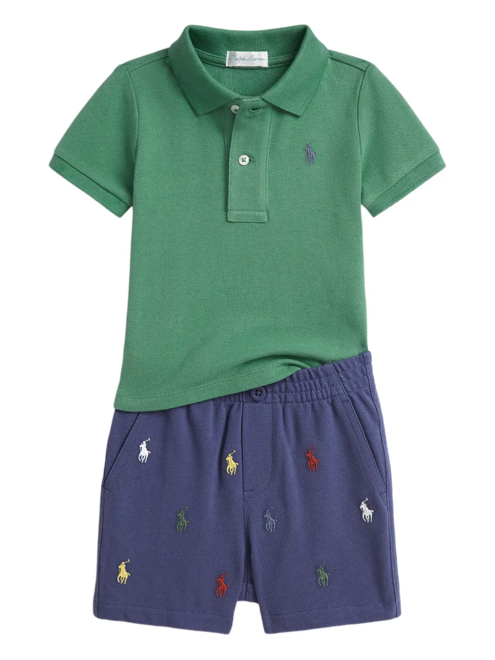 POLO RALPH LAUREN KIDS Poloshirt en shorts met borduurwerk Groen
