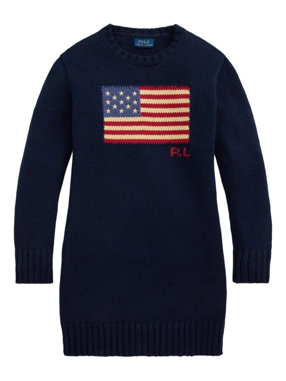 POLO RALPH LAUREN KIDS Jurk met vlag intarsia Blauw