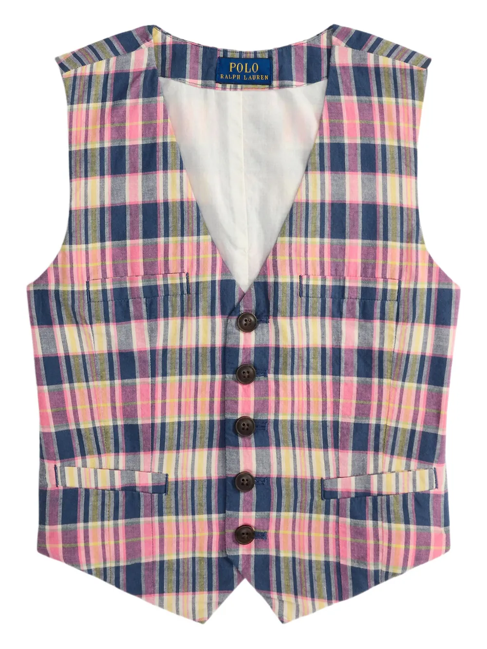 POLO RALPH LAUREN KIDS Geruit button-up gilet Roze