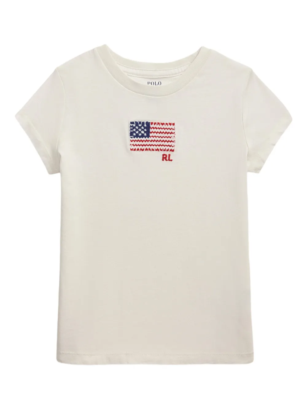 POLO RALPH LAUREN KIDS フラッグアップリケ Tシャツ - ホワイト POLO RALPH LAUREN KIDS フラッグアップリケ Tシャツ - ホワイト
