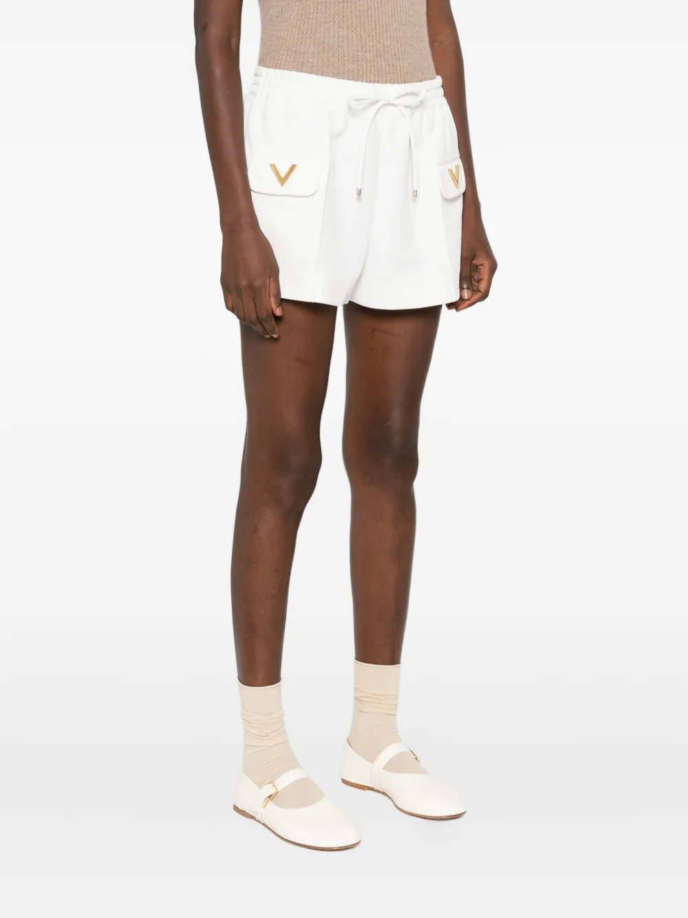 Valentino Garavani Shorts met trekkoord en zakdetail Wit