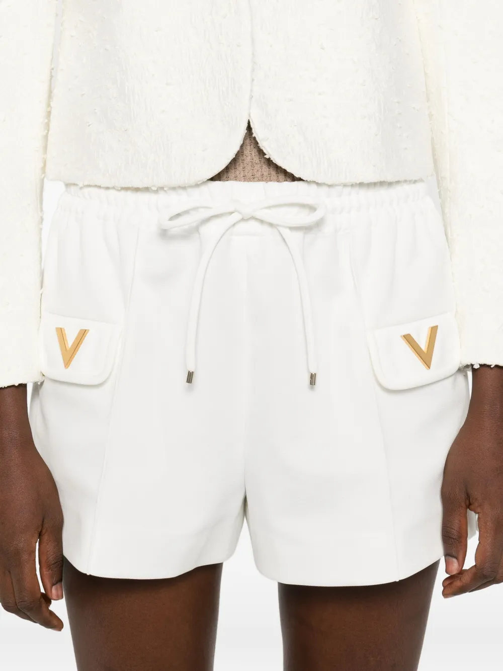 Valentino Garavani Shorts met trekkoord en zakdetail Wit