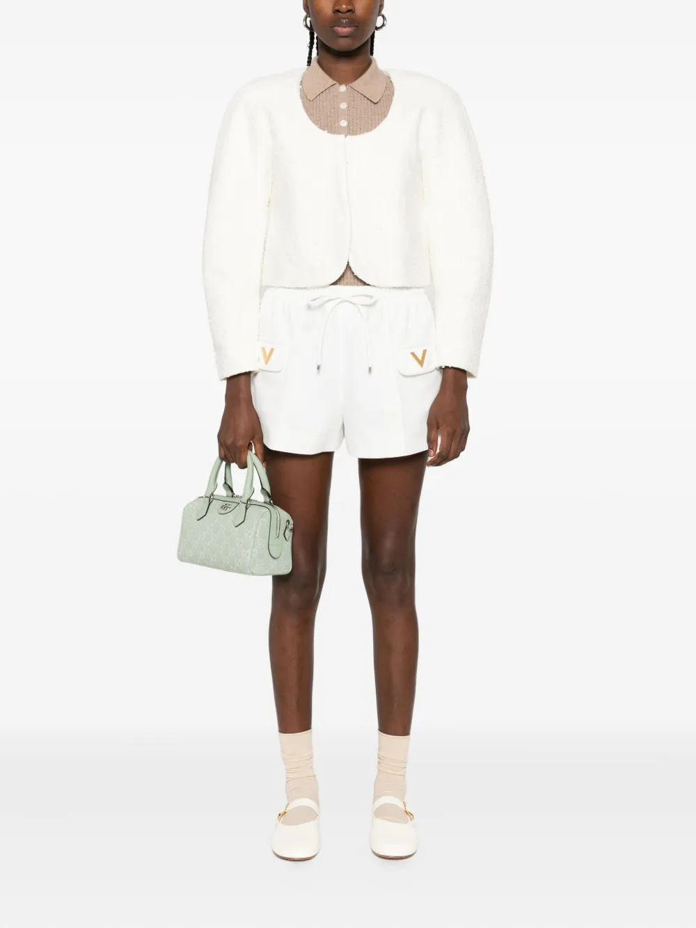 Valentino Garavani Shorts met trekkoord en zakdetail Wit