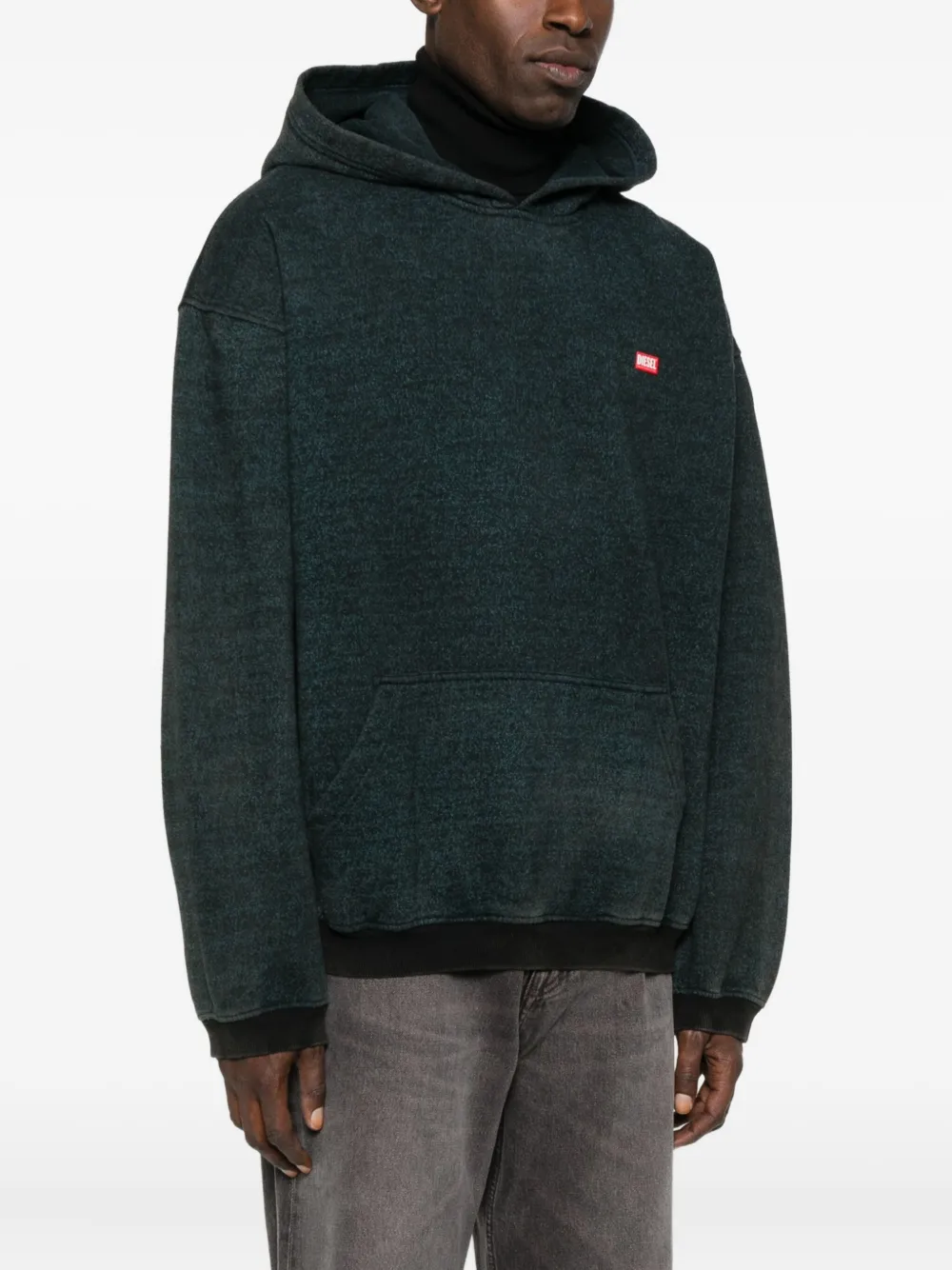 Diesel Logo-patch Hoodie In Gray