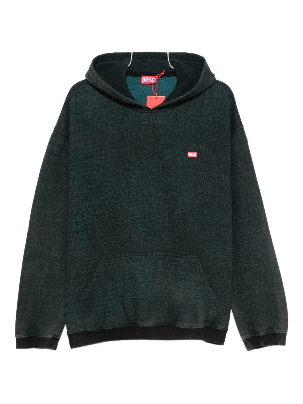 Diesel Logo-patch Hoodie In Gray