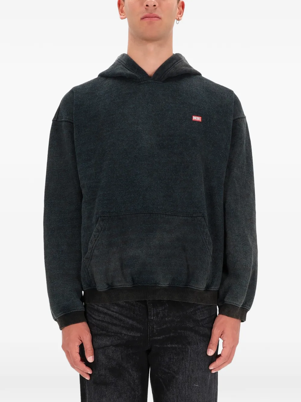 Diesel S-Kai hoodie met logopatch Zwart