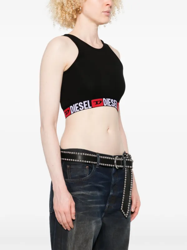 DIESEL ディーゼル Ｄロゴ クロップド Diesel クロップド トップ | ブラック | FARFETCH JP