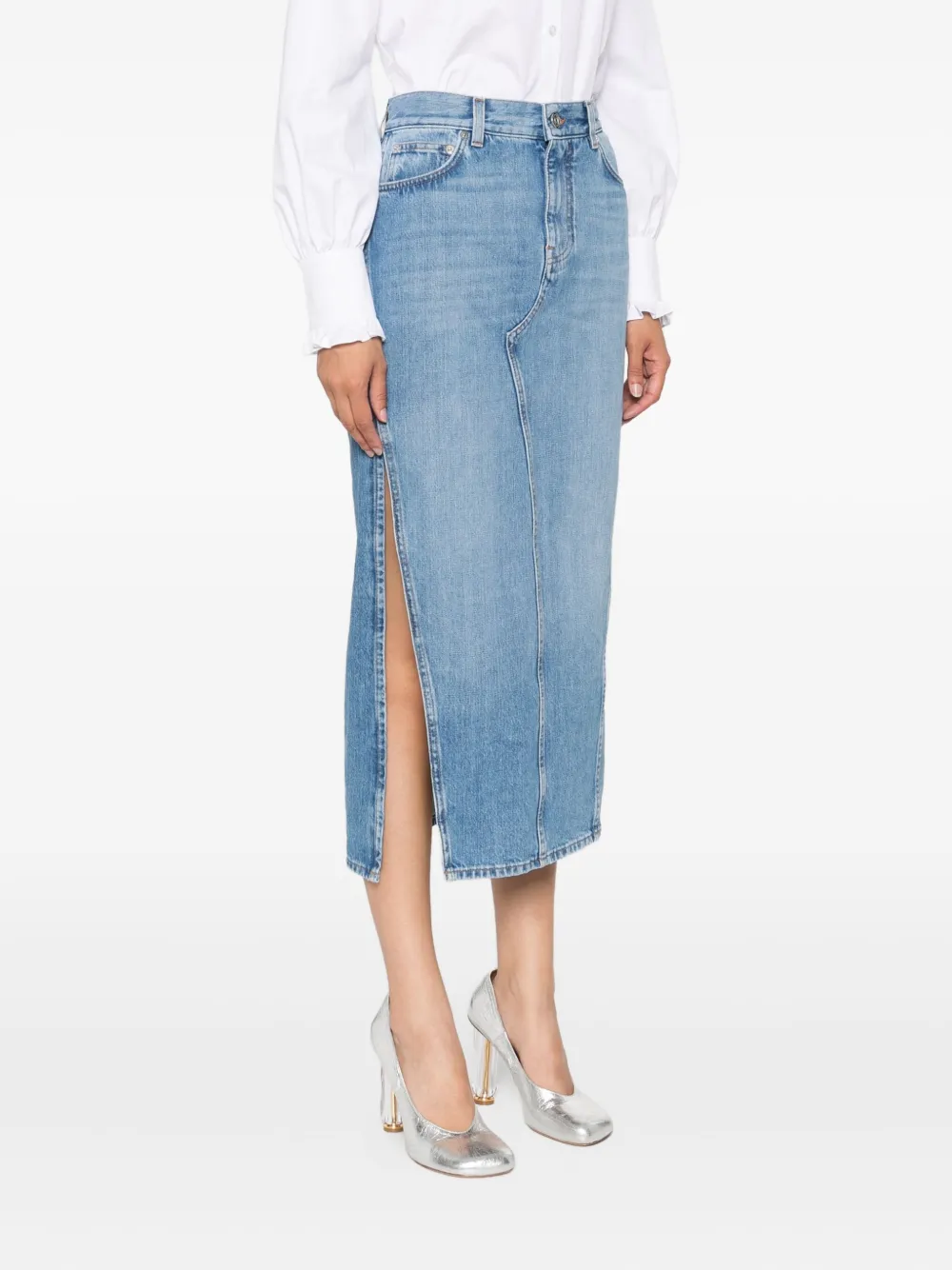 Givenchy side-split denim mid-lenght straight skirt Blauw