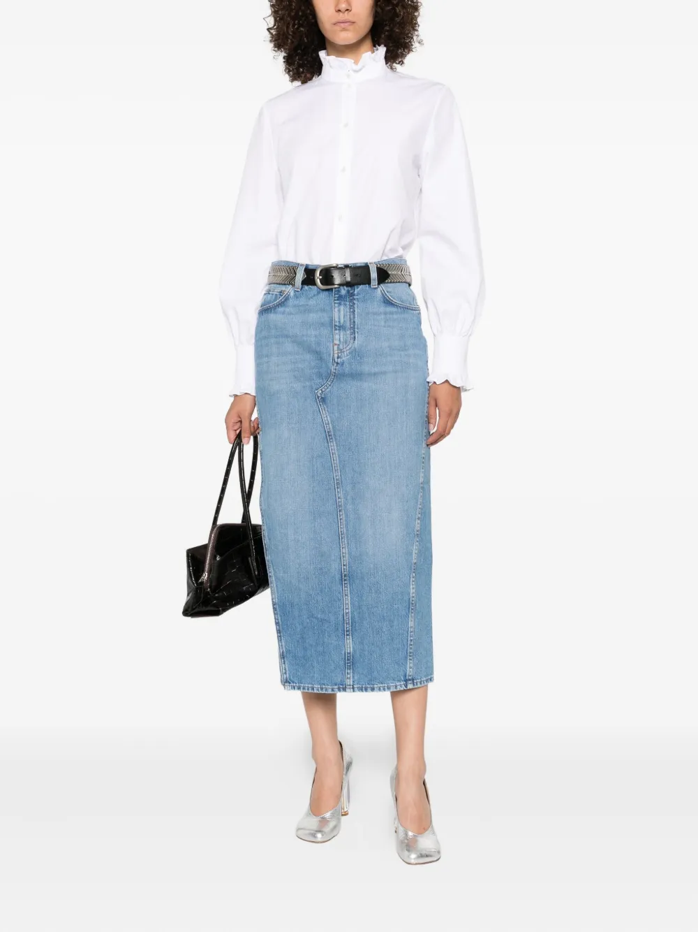 Givenchy side-split denim mid-lenght straight skirt Blauw