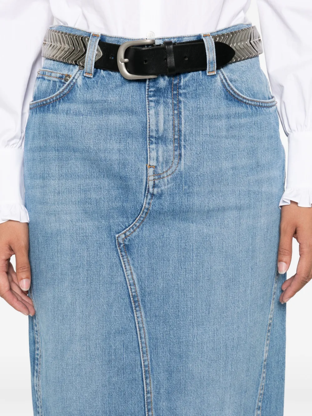 Givenchy side-split denim mid-lenght straight skirt Blauw