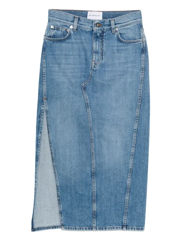 Givenchy サイドスリット ストレートスカート | ブルー | FARFETCH JP